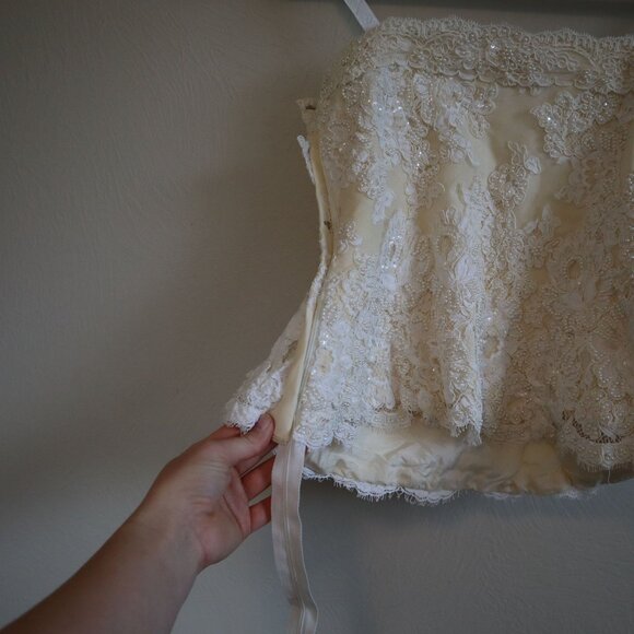 Janice Martin Strapless Peplum Beaded Tube Top Wedding Size XS - Picture 6 of 8